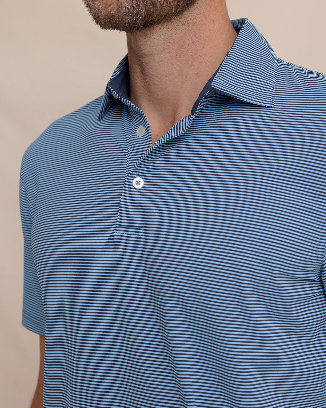 Southern Tide brrr°-eeze Meadowbrook Stripe Polo: Ocean Channel