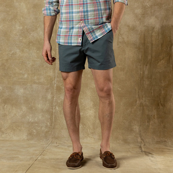 Duckhead 5" Gold School Chino Short: Stormy Blue