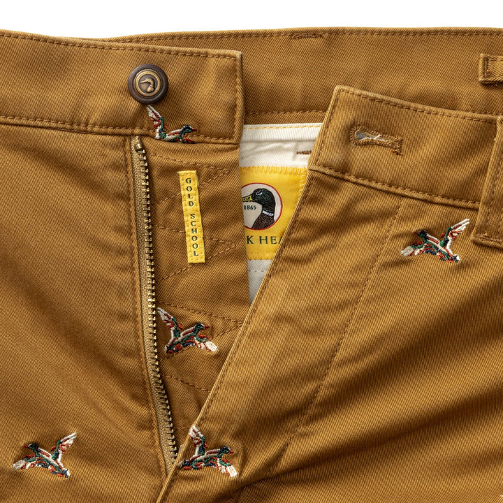 Duck Head Classic Fit Gold School Chino: Bronze Brown Embroidered