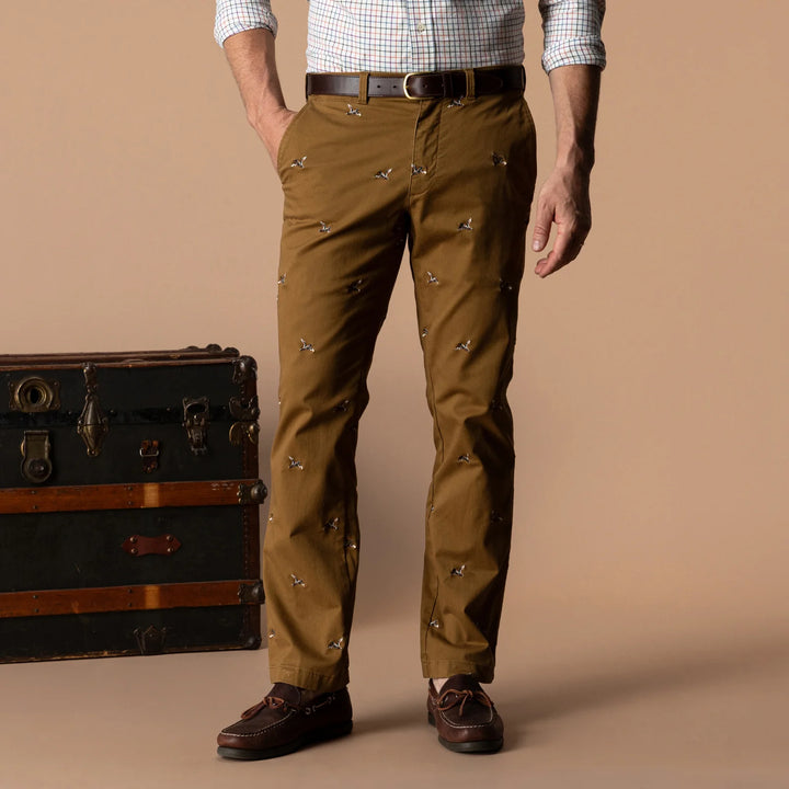Duck Head Classic Fit Gold School Chino: Bronze Brown Embroidered