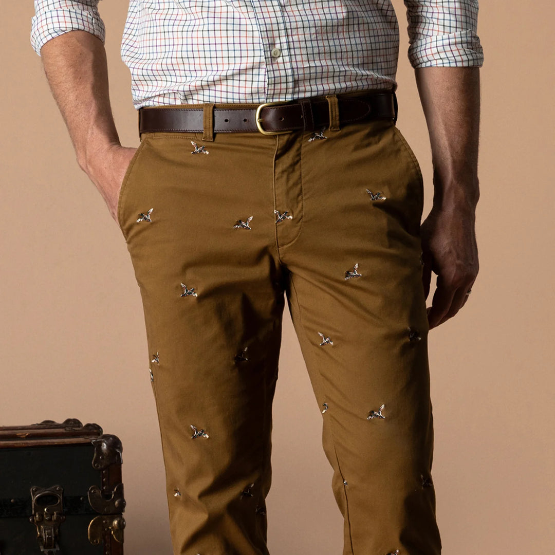 Duck Head Classic Fit Gold School Chino: Bronze Brown Embroidered