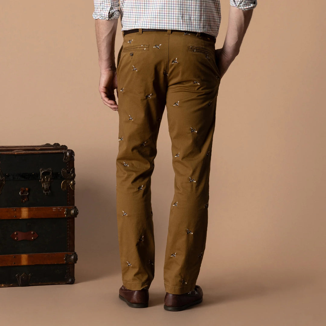Duck Head Classic Fit Gold School Chino: Bronze Brown Embroidered