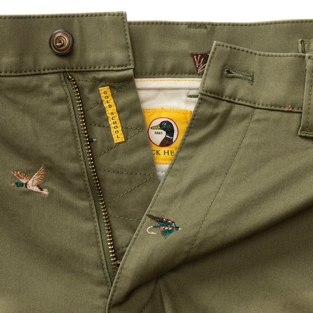 Duck Head Classic Fit Gold School Chino: Embroidered Olive