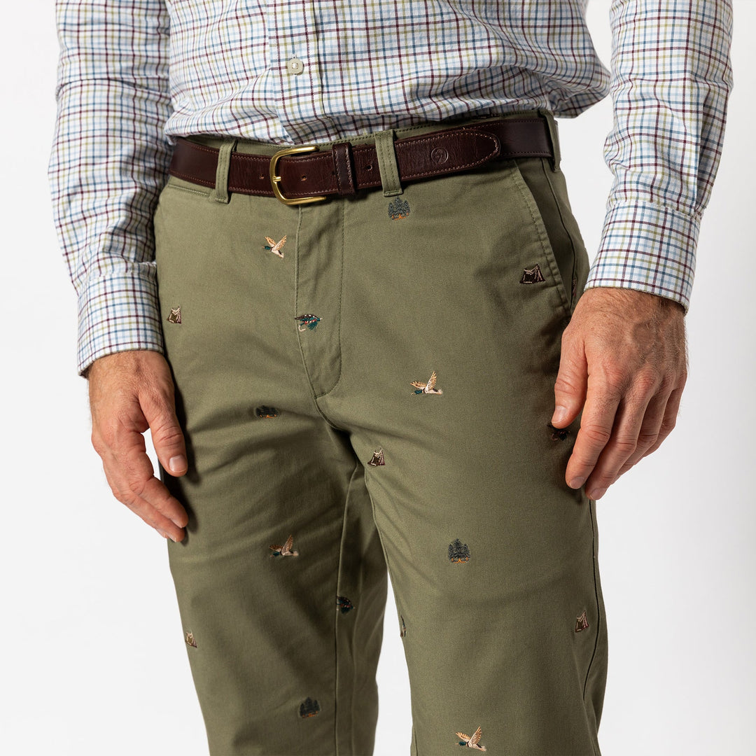 Duck Head Classic Fit Gold School Chino: Embroidered Olive