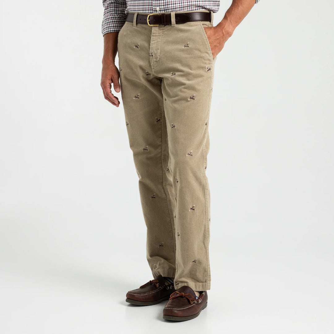 Duck Head Bradbury Wide-Wale Corduroy Chino: Khaki Embroidered