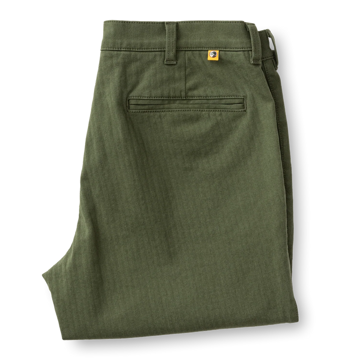 Duck Head Cotton Wool Herringbone Gold School Chino: Duck Green