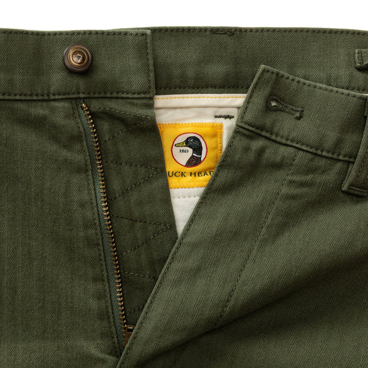 Duck Head Cotton Wool Herringbone Gold School Chino: Duck Green