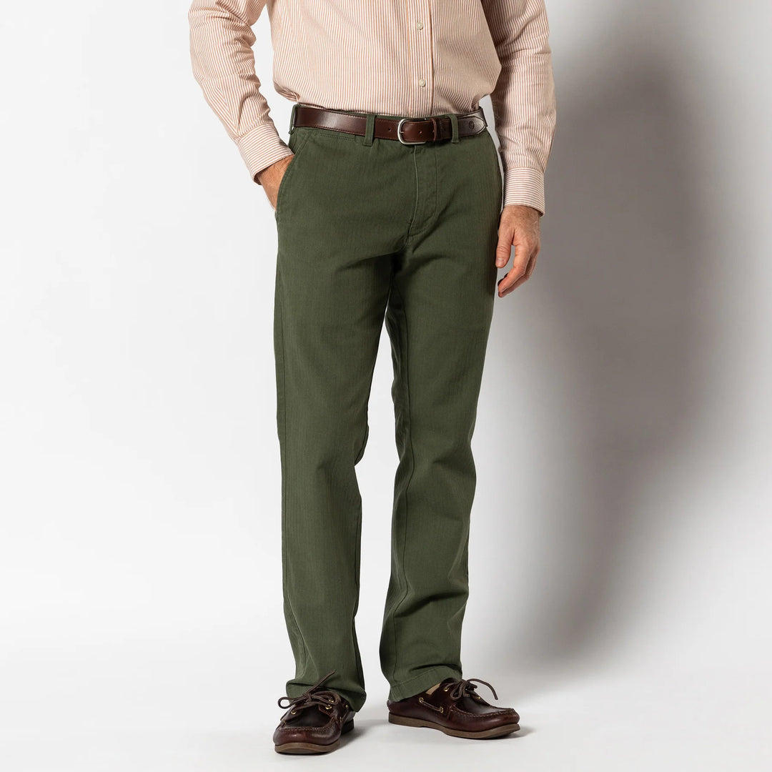 Duck Head Cotton Wool Herringbone Gold School Chino: Duck Green