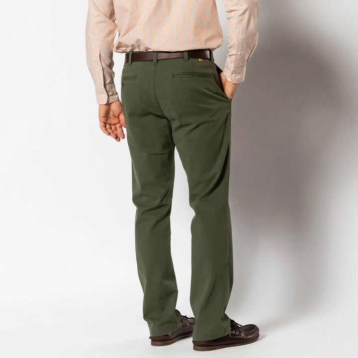 Duck Head Cotton Wool Herringbone Gold School Chino: Duck Green
