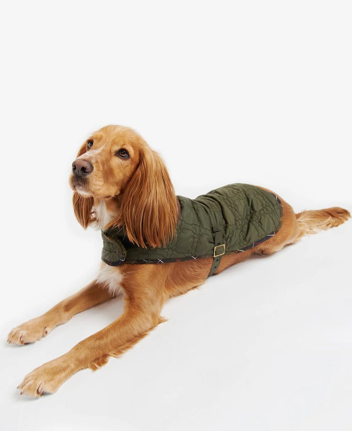 Barbour Dog Bone Quilted Dog Coat: Dark Olive