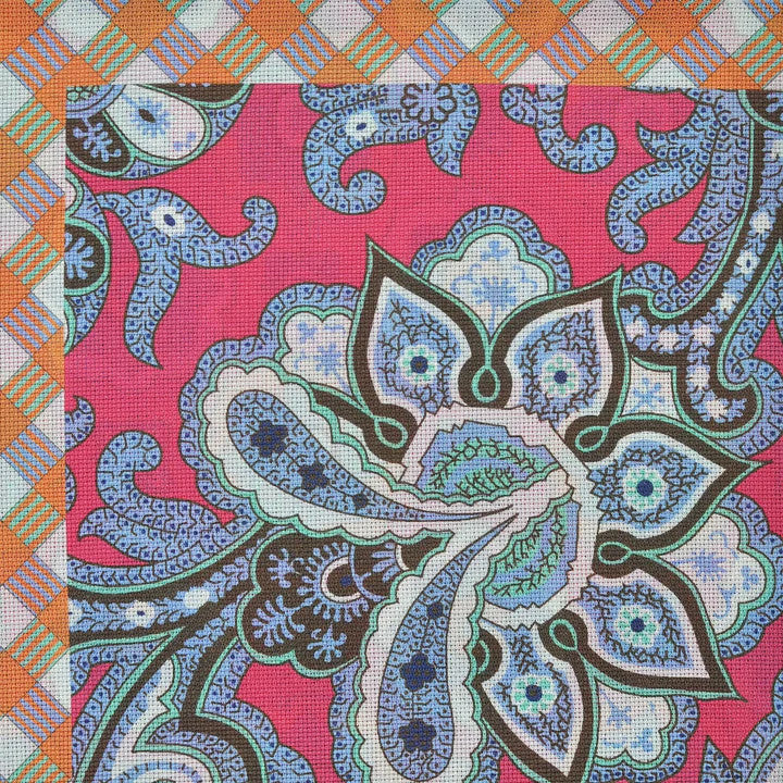 Seaward & Stearn Blue/Pink/Teal Paisley Pocket Square