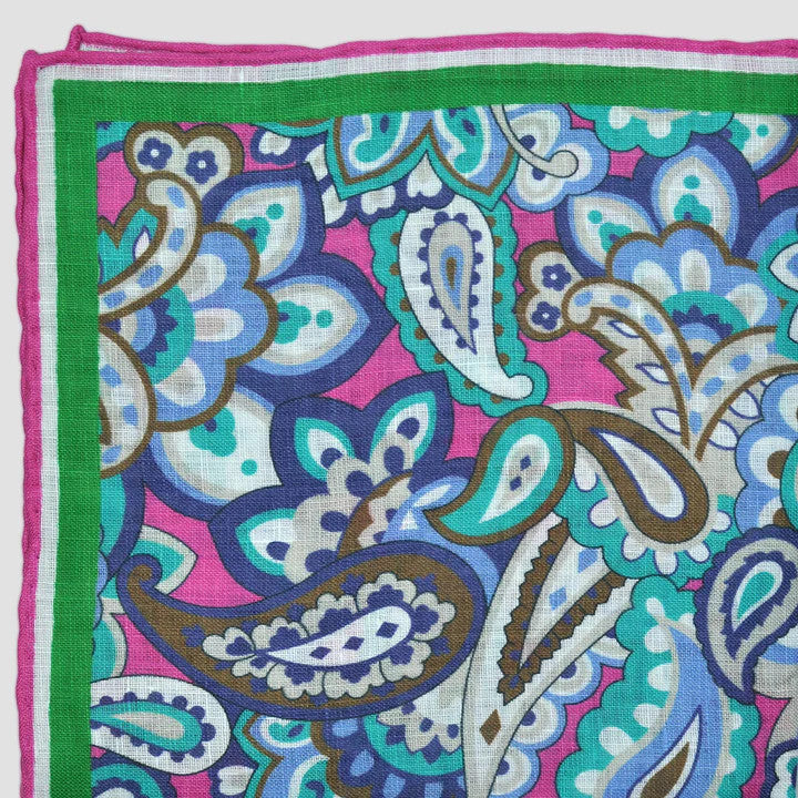 Seaward & Stearn Brown/Pink Big Paisley Pocket Square