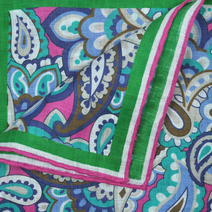 Seaward & Stearn Brown/Pink Big Paisley Pocket Square