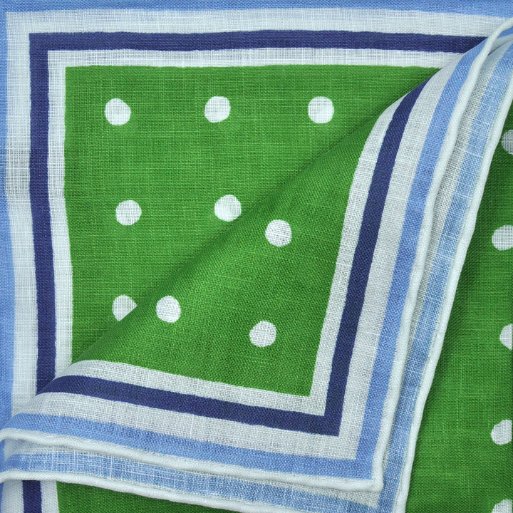 Seaward & Stearn Green w/ Dots Pocket Square