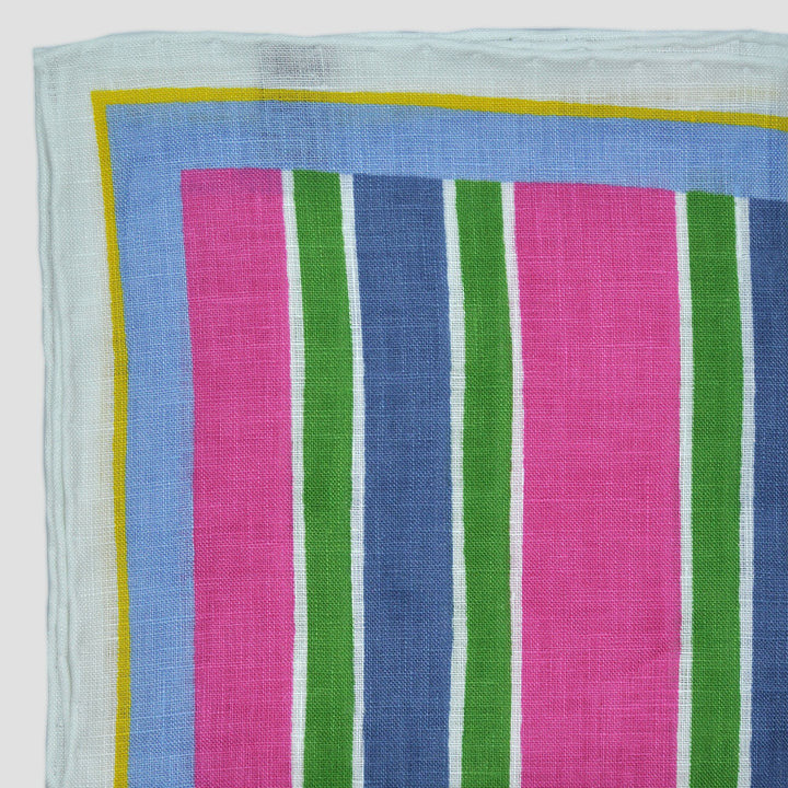 Seaward & Stearn Green/Pink/Blue Stripes Pocket Square