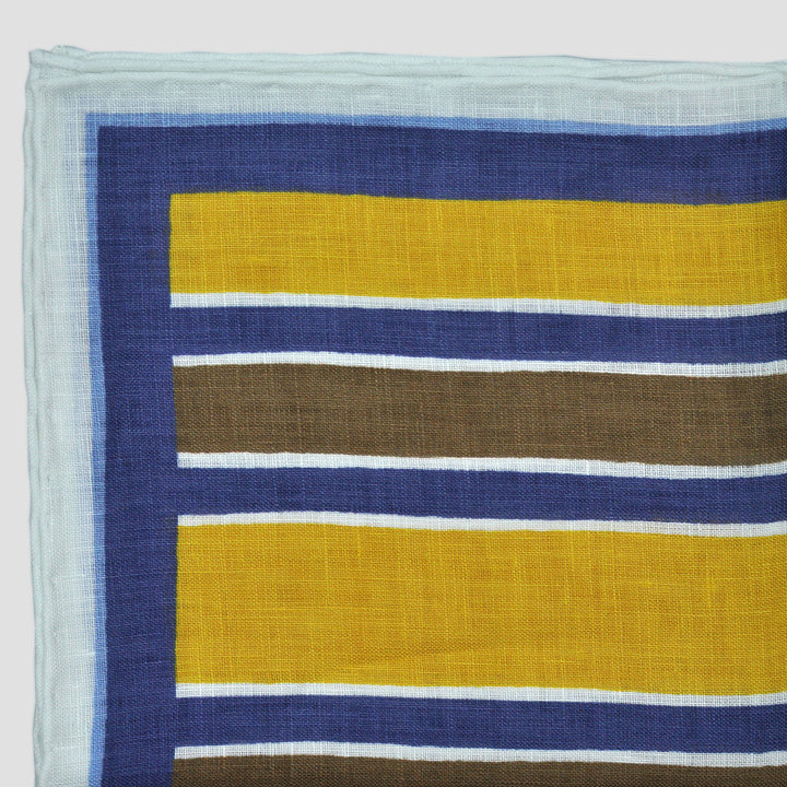 Seaward & Stearn Yellow/Brown/Navy Stripes Pocket Square