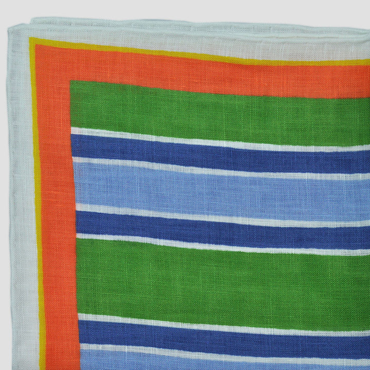 Seaward & Stearn Navy/Blue/Green Stripes Pocket Square