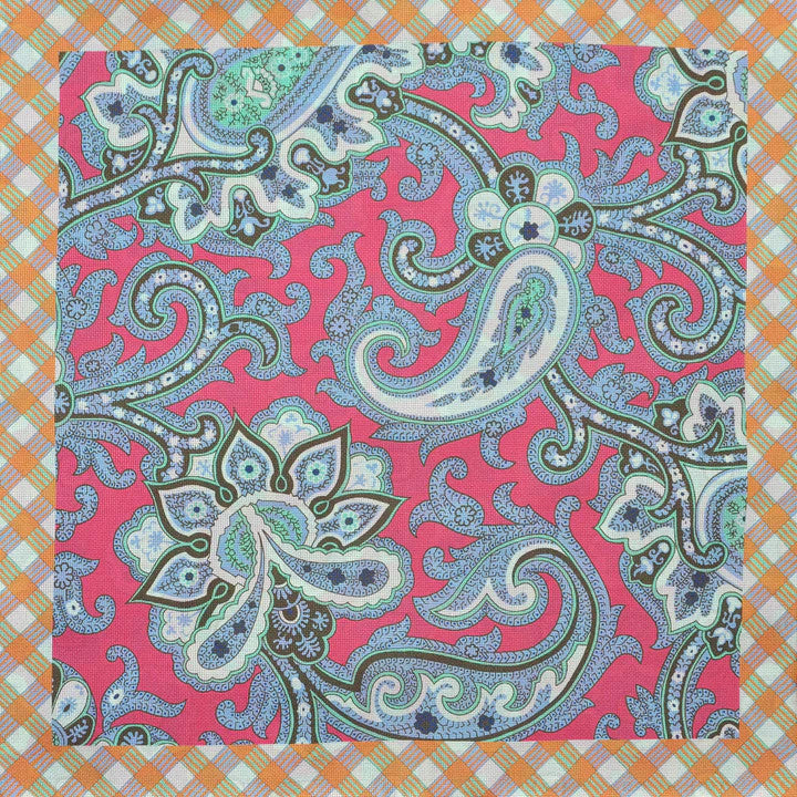 Seaward & Stearn Blue/Pink/Teal Paisley Pocket Square