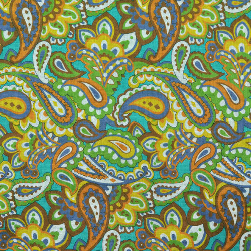 Seaward & Stearn Teal/Orange Big Paisley Pocket Square