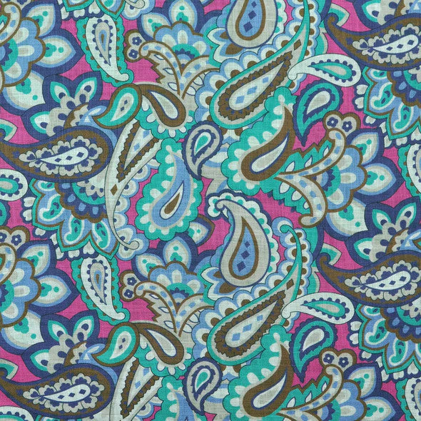 Seaward & Stearn Brown/Pink Big Paisley Pocket Square