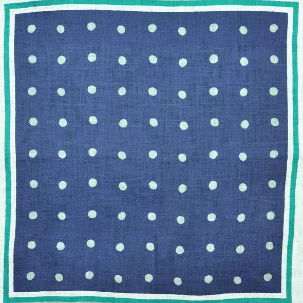 Seaward & Stearn Navy w/ Dots Pocket Square