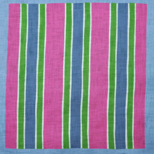Seaward & Stearn Green/Pink/Blue Stripes Pocket Square