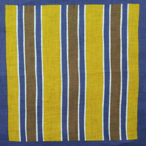 Seaward & Stearn Yellow/Brown/Navy Stripes Pocket Square