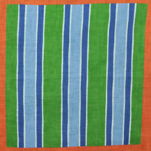 Seaward & Stearn Navy/Blue/Green Stripes Pocket Square