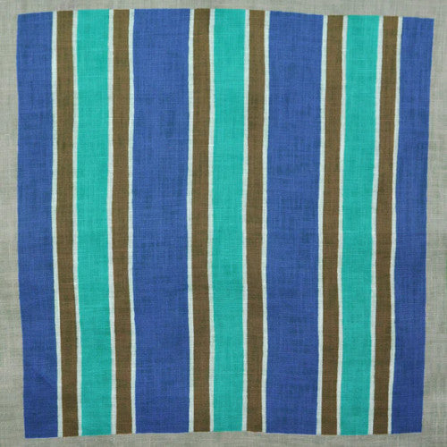 Seaward & Stearn Teal/Brown/Navy Stripes Pocket Square