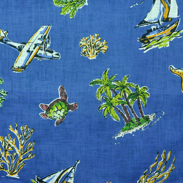 Seaward & Stearn Blue Beach Print Pocket Square