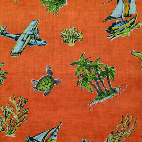 Seaward & Stearn Orange Beach Print Pocket Square