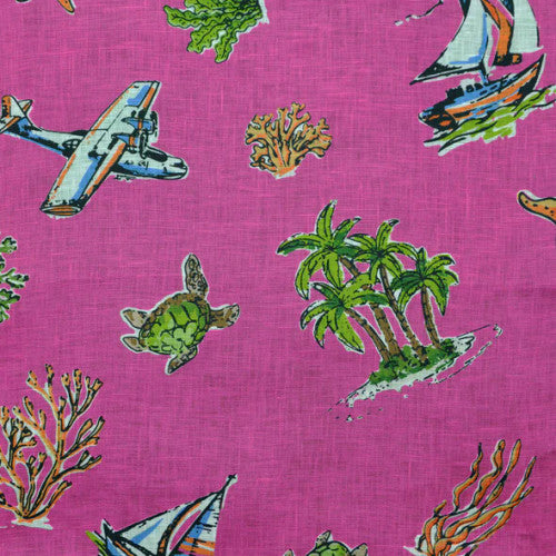 Seaward & Stearn Pink Beach Print Pocket Square