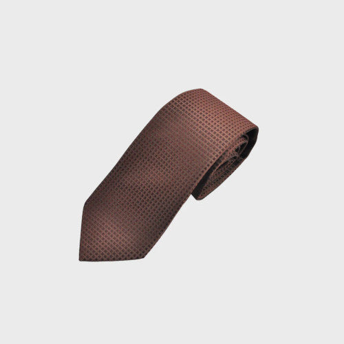 Seaward and Stearn Natte Woven Squares Silk Tie: Brown