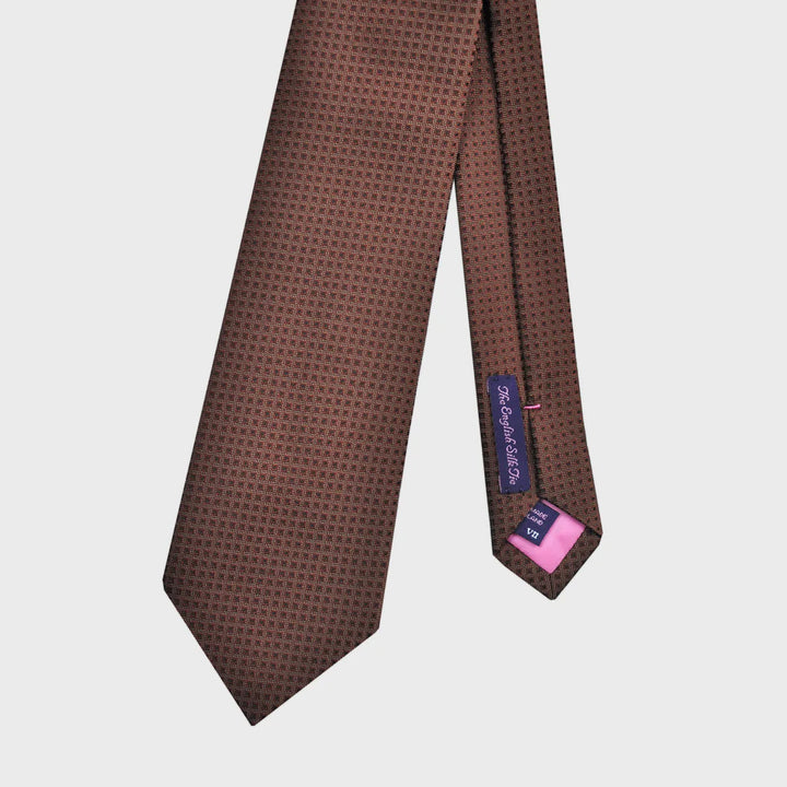 Seaward and Stearn Natte Woven Squares Silk Tie: Brown