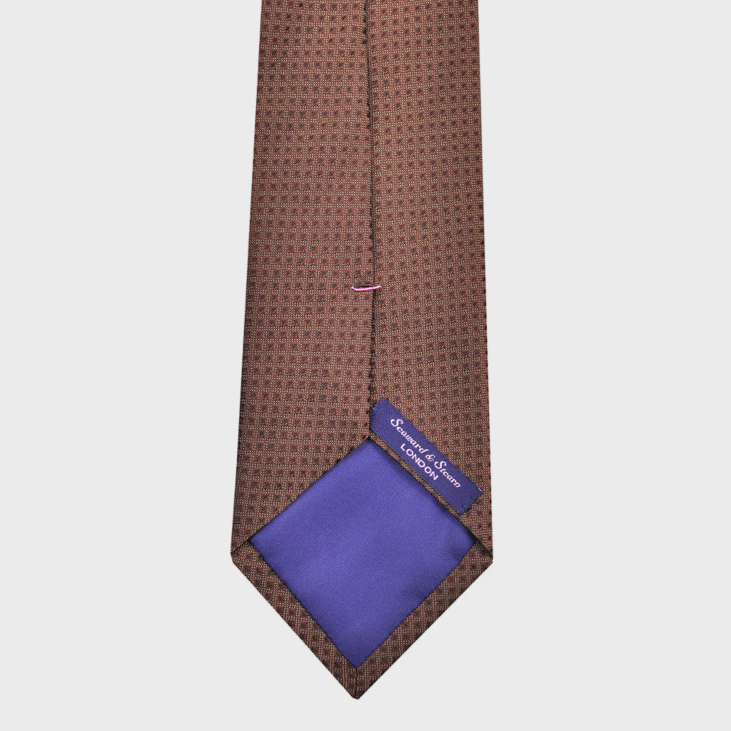 Seaward and Stearn Natte Woven Squares Silk Tie: Brown