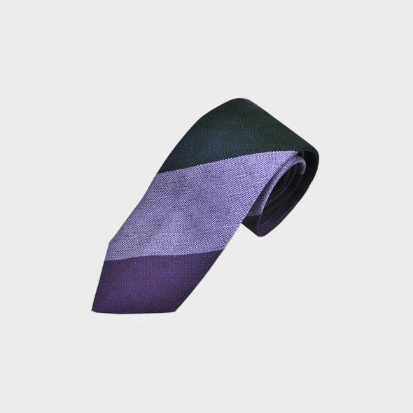 Seaward and Stearn Big Bold Stripes Tussah Silk Tie: Navy, Violet, and Purple