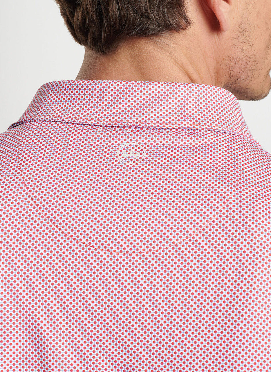 Peter Millar Crown Crafted Delancey Dot Performance Jersey Polo: Scarlet Lily