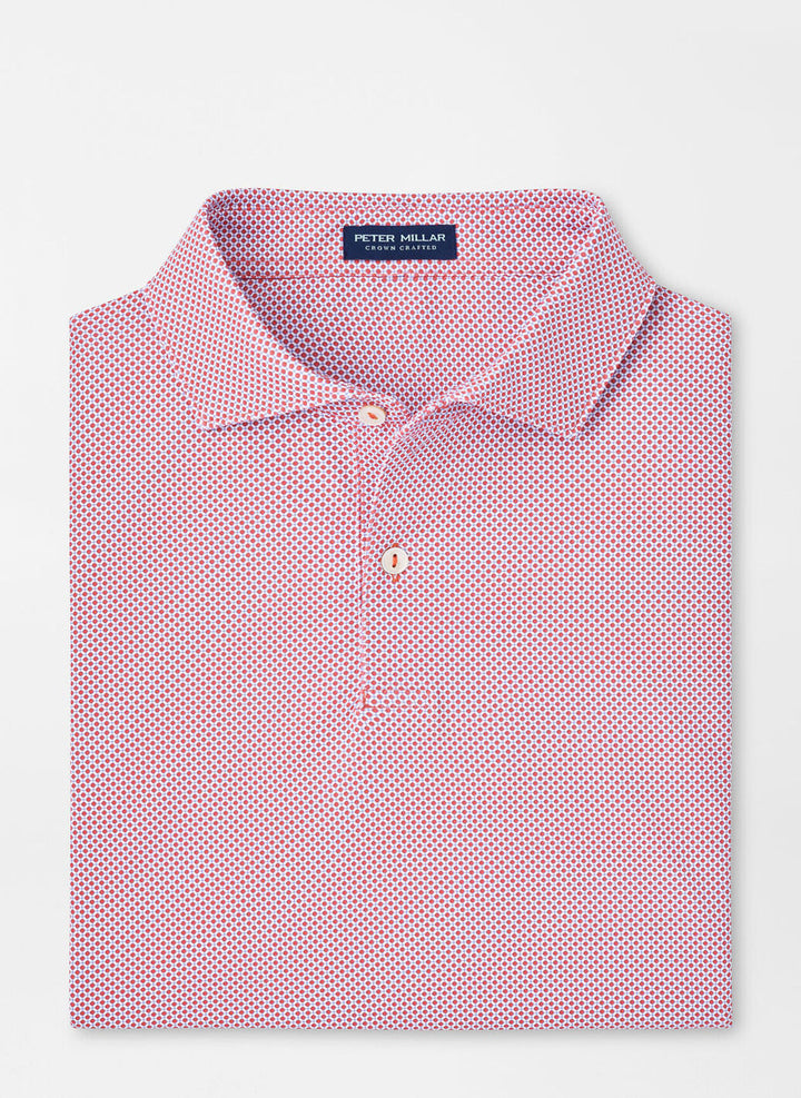 Peter Millar Crown Crafted Delancey Dot Performance Jersey Polo: Scarlet Lily