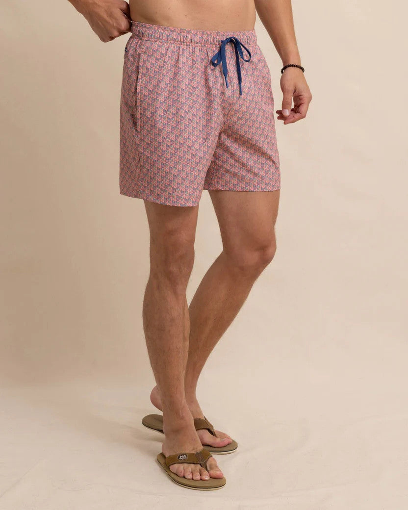 Southern Tide Vacation Views Swim Trunk: Desert Flower Coral