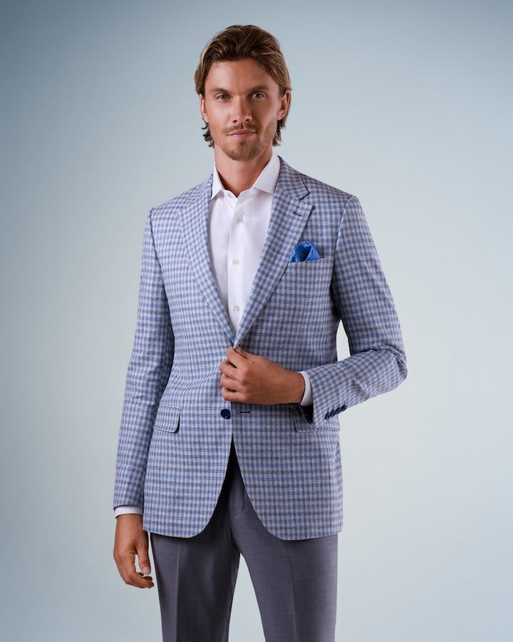 MaxDavoli by MaxMan Guabello Soft Coat: Grey/Blue Check