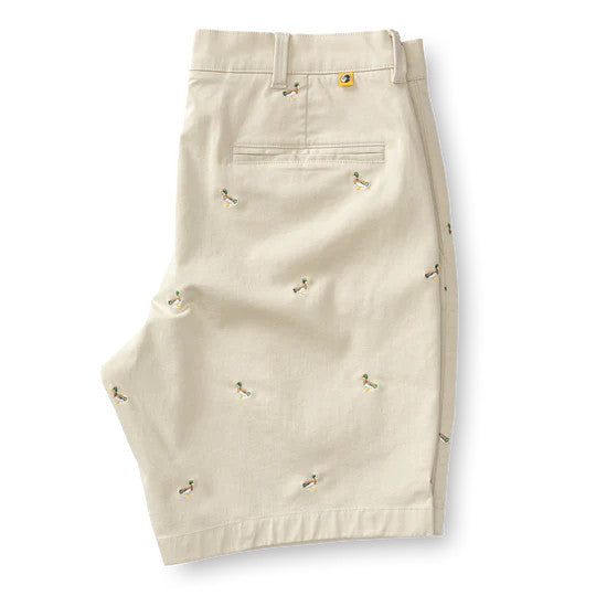 Duckhead 9" Gold School Chino Short: Embroidered Stone