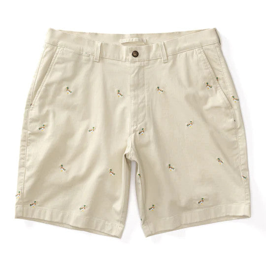 Duckhead 9" Gold School Chino Short: Embroidered Stone