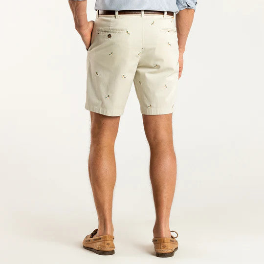 Duckhead 9" Gold School Chino Short: Embroidered Stone