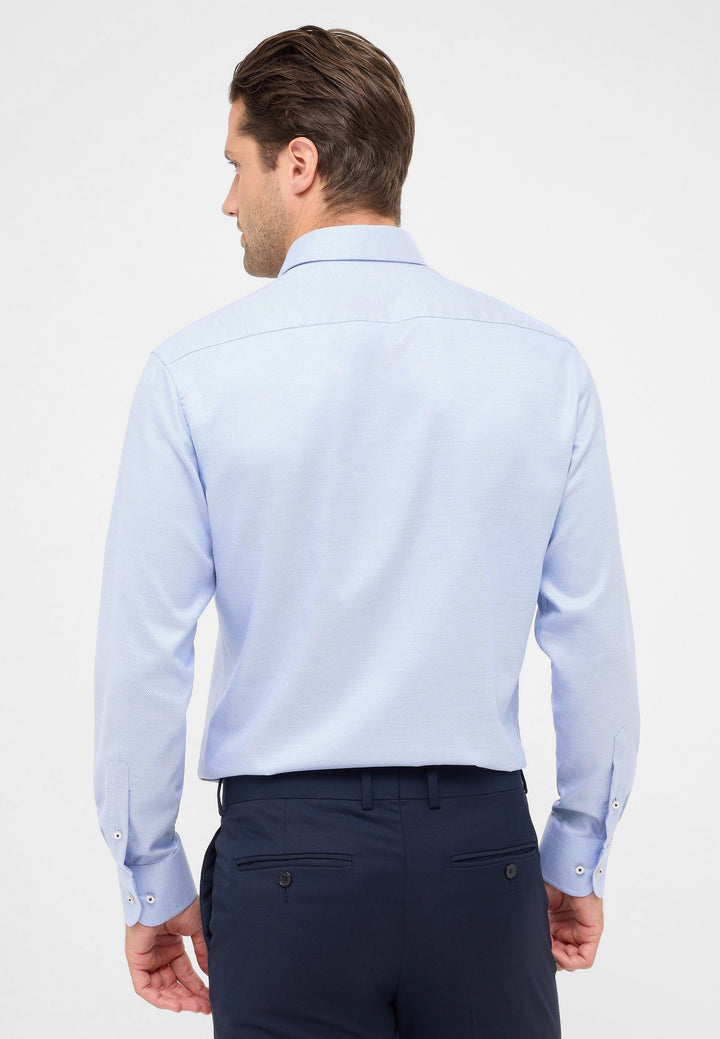 Eterna Structured Twill Modern Fit Kent Collar Dress Shirt: Blue