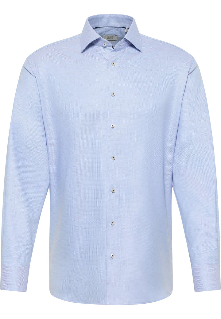 Eterna Structured Twill Modern Fit Kent Collar Dress Shirt: Blue