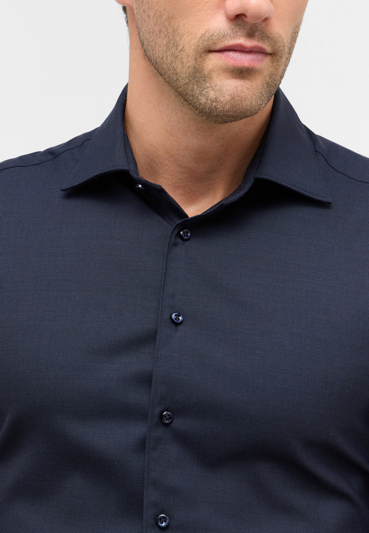 Eterna Fine Merino Wool Solid Modern Fit w/ Kent Collar: Blue Grey