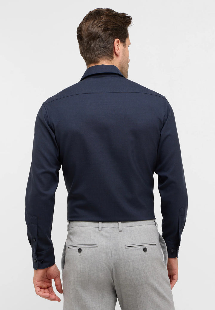 Eterna Fine Merino Wool Solid Modern Fit w/ Kent Collar: Blue Grey