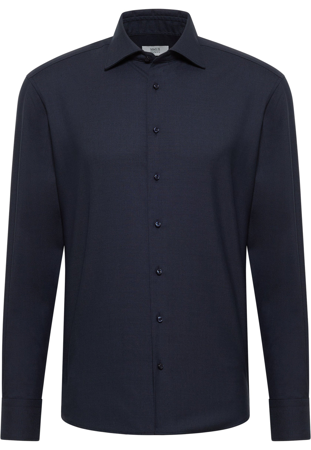 Eterna Fine Merino Wool Solid Modern Fit w/ Kent Collar: Blue Grey