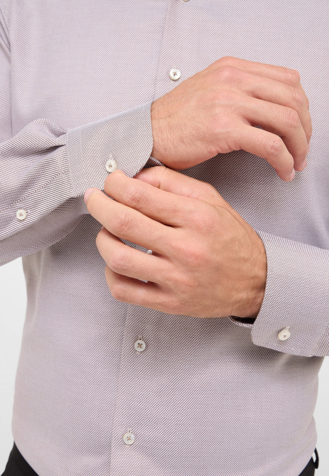 Eterna Structured Twill Modern Fit Kent Collar Dress Shirt: Brown