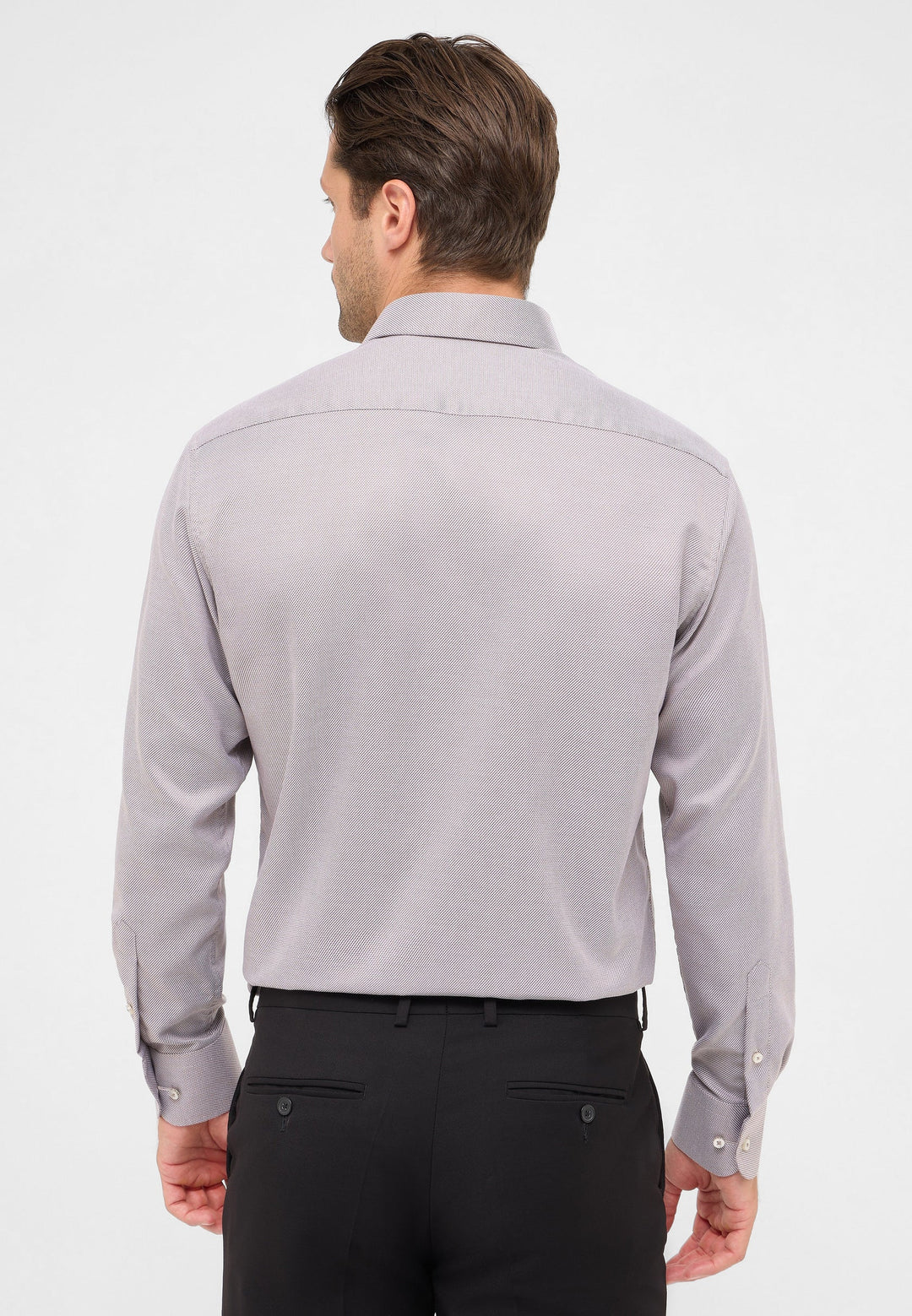 Eterna Structured Twill Modern Fit Kent Collar Dress Shirt: Brown